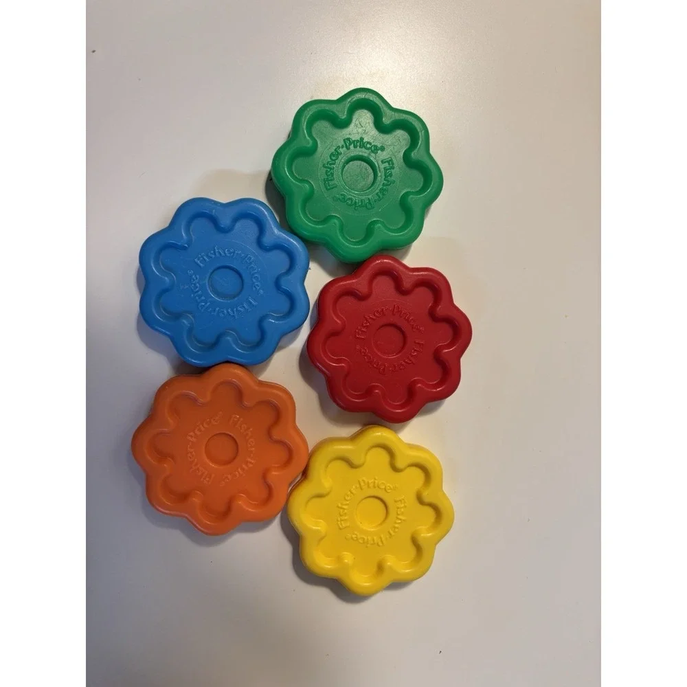 Fisher-Price Vintage Moo Sound Milk Bottle Toy 1033 Stacking Discs Farm NO SOUND
